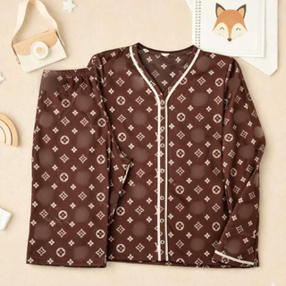 Pijama Americano Marrom Gola V Malha Premium de Inverno Manga longa com botão funcional amamentação em Oferta na Shopee