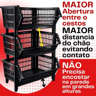 Cesto Empilhavel Expositor Organizador Preto Reforçado