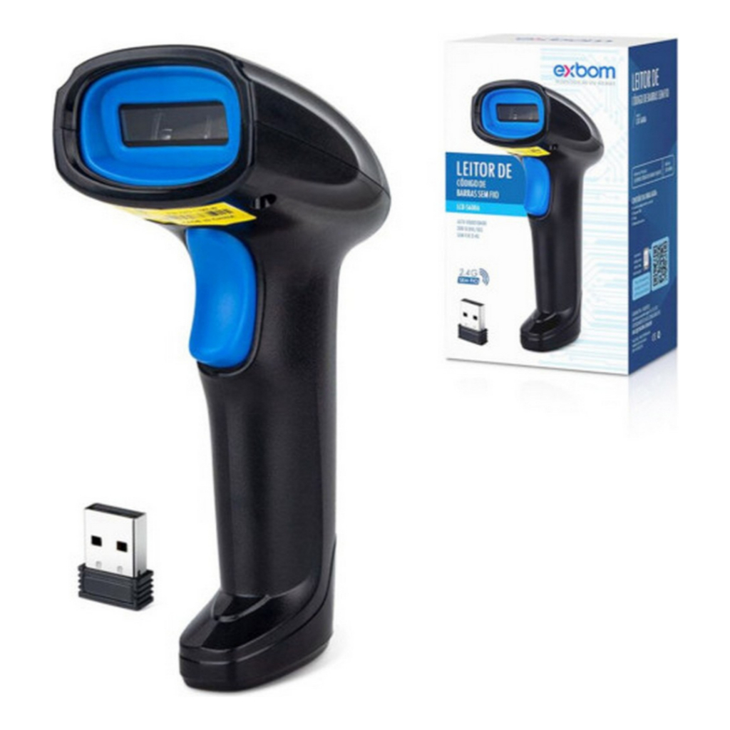 Leitor de Código De Barras Sem fio Usb Bar Code Scanner 1D Cor Preto ...