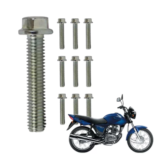 Kit 10 Parafuso Sextavado Flange 6X25 Chave 8 Zincado
