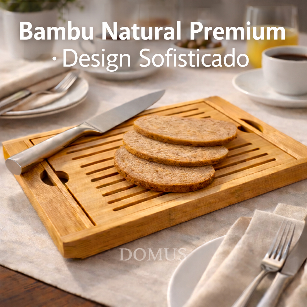Bandeja Migalheira Tabua de Bambu para Pães Multiuso Café da