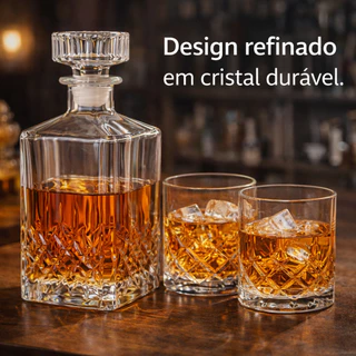 Kit Licoreira Garrafa De Vidro Para Whisky 2 Copos De Whisky Mini Bar Em Casa Decoração Uisque