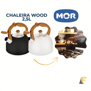 Chaleira Wood 2,5 Litros Mor Bege ou Preta em Oferta na Shopee