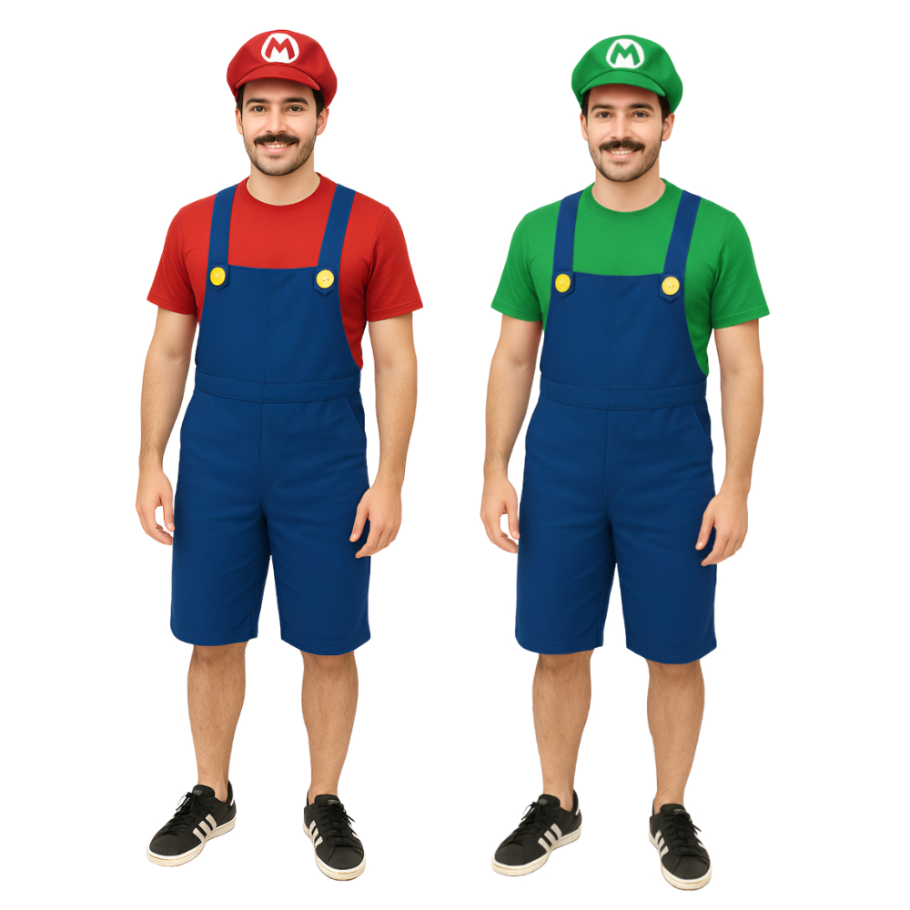 Fantasia Masculina Cosplay Adulto Mario Luige Encanador Carnaval