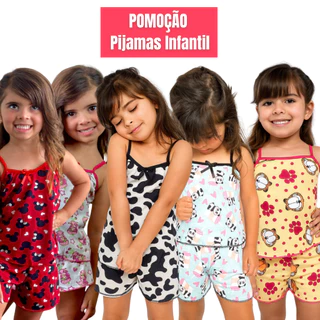 Kit 5 Pijamas Infantil PROMOÇÃO Estampado Levinho Verão Dormir Roupa Short e Camisetinha Dia a Dia em Oferta na Shopee