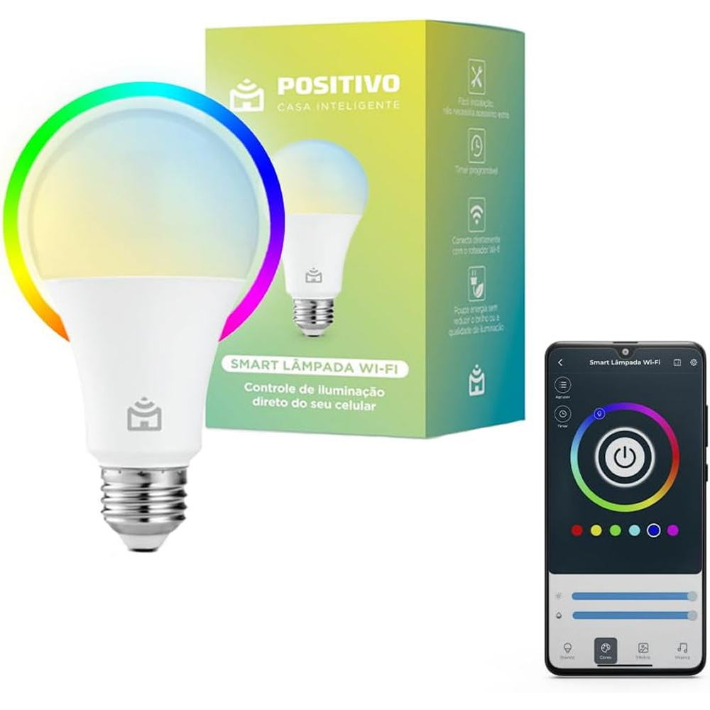 Lâmpada Smart Wi-Fi Positivo Casa Inteligente RGB 9W Bivolt | Shopee Brasil