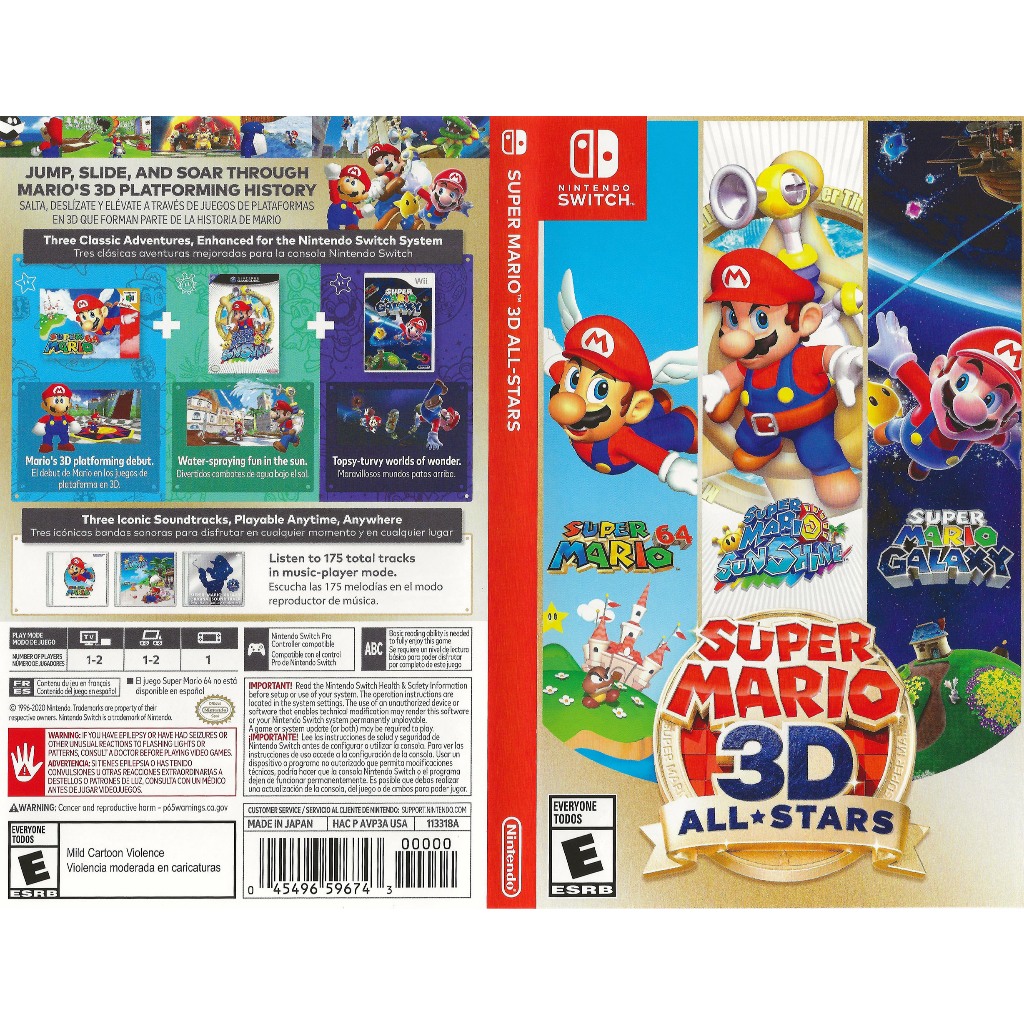 Somente Encarte Nintendo Switch - Super Mario 3D All-Stars