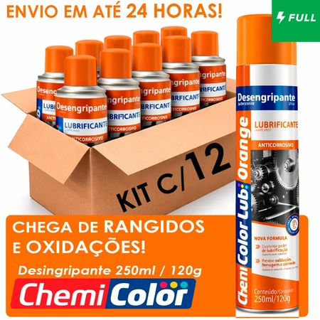 Kit 12 Unidades Desengripante Spray Óleo Antiferrugem Anticorrosivo 250ML Chemicolor