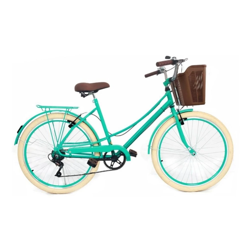 Bicicleta retrô RMA Ceci aro 26 com cesta e 6 marchas