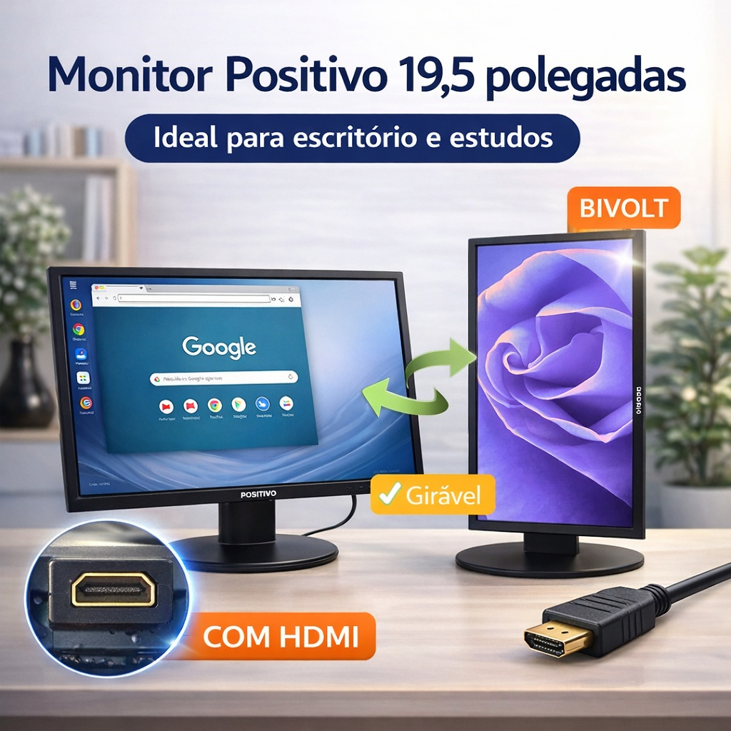 Monitor LG Giratorio Ajustavel HDMI 19,5" LED Widescreen VGA/DVI Bivolt Usado com Garantia
