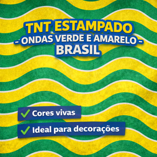 TNT Estampado Verde e Amarelo Ondas Brasil | Decoração Copa do Mundo e Festas em Oferta na Shopee