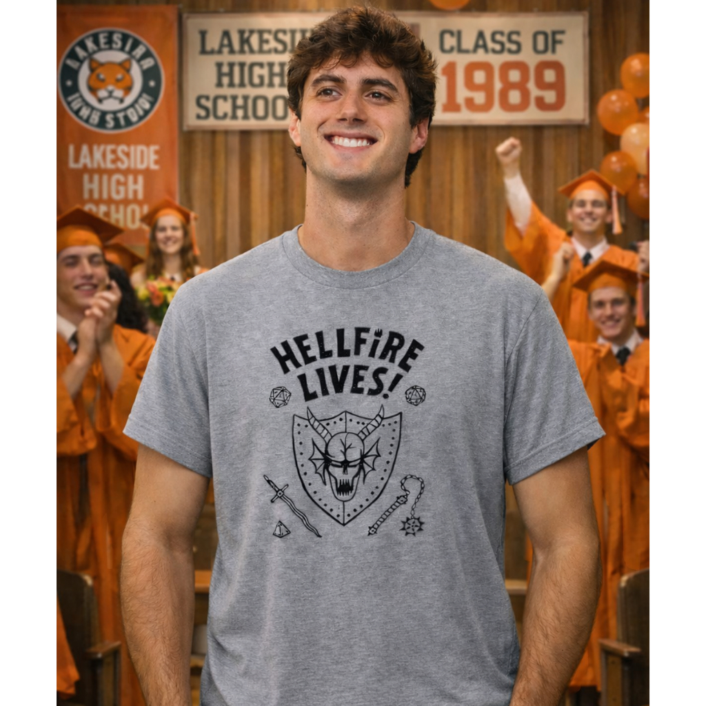 Camiseta Hellfire Lives serie clube de rpg algodão