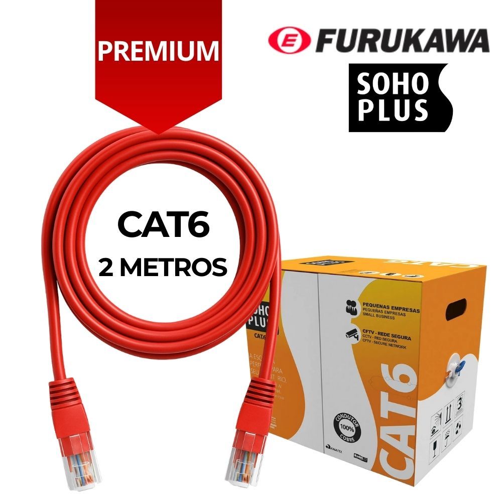 CABO DE REDE CAT6 2 METROS VERMELHO FURUKAWA SOHOPLUS