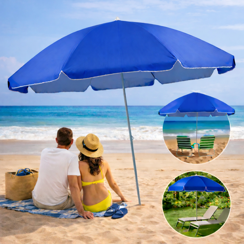Guarda Sol Grande Gigante 2,40m Praia Verão Piscina Proteção UV ...