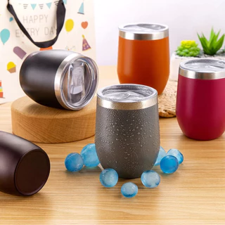 Kit com 10 Copos Térmico 360ML Inox Com Tampa Acrílica Varias Cores