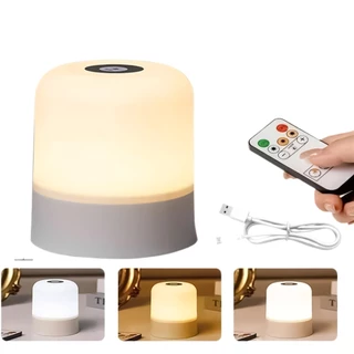 Quarto abajur toque mesa do emissor de lâmpada recarregável de cabeceira 3 modo de luz com controle remoto