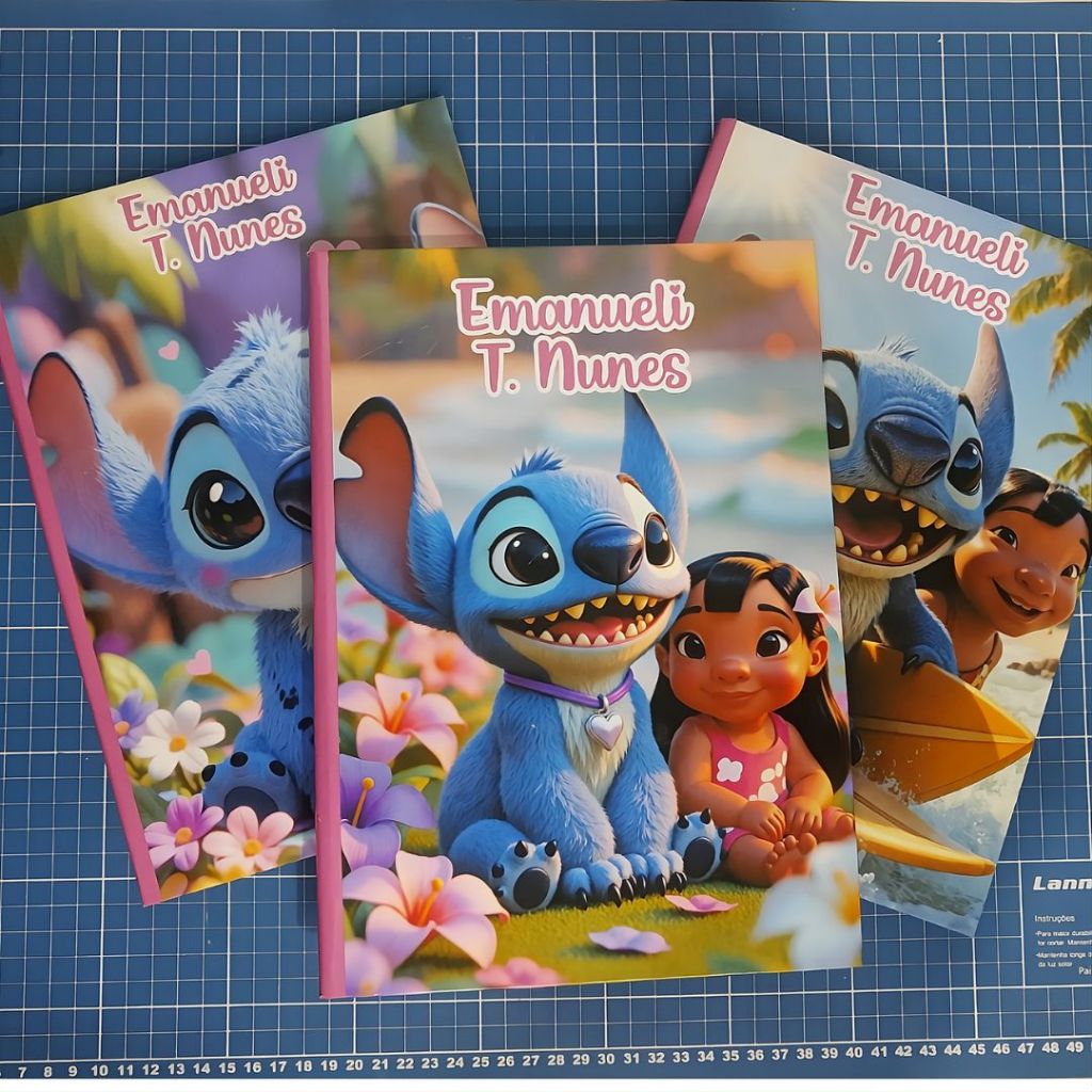 Kit 1/2/3/4 Cadernos Stitch Personalizados com Nome | Caderno de ...