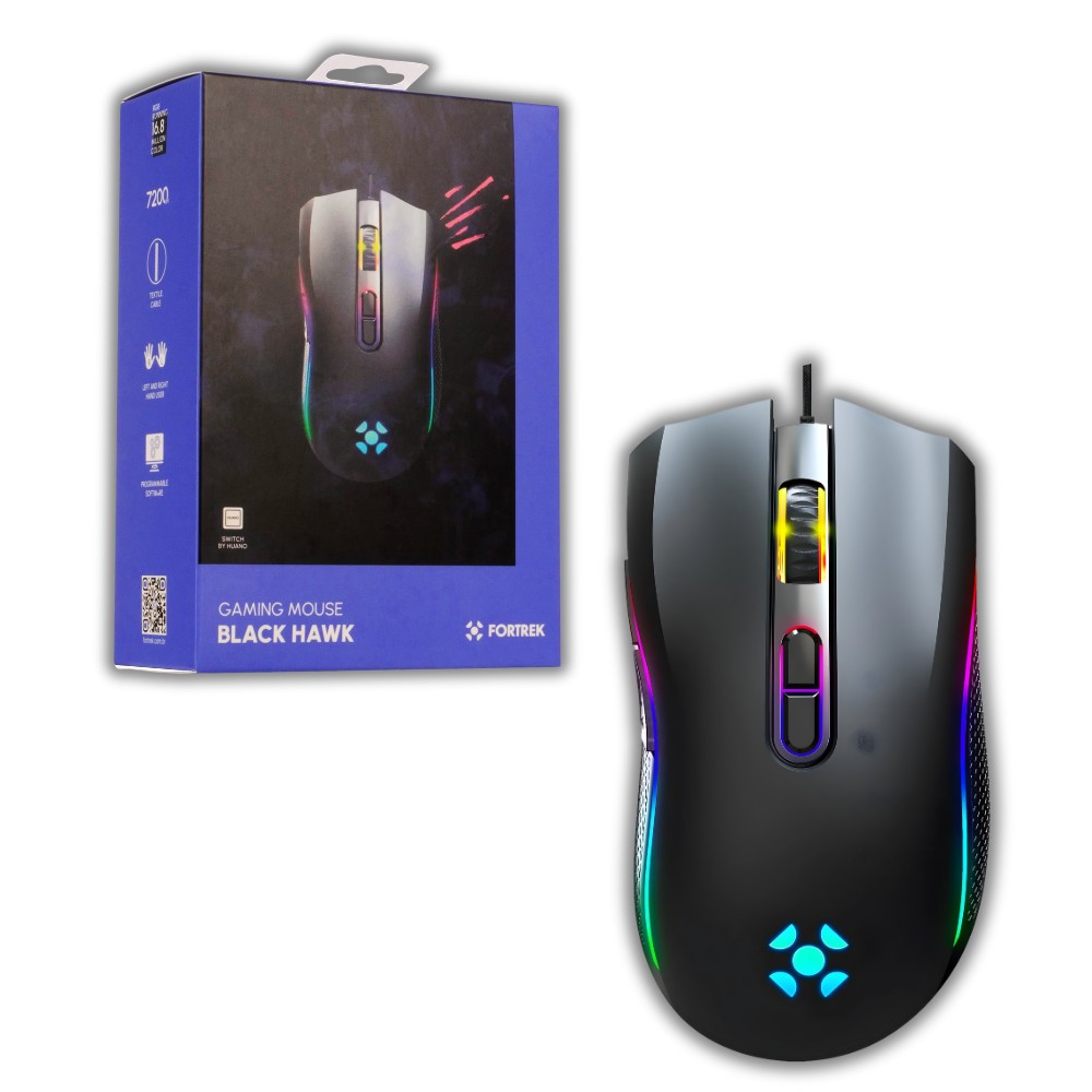 Mouse Gamer RGB Rainbow Fortrek Black Hawk New Edition 7200DPI | Shopee ...