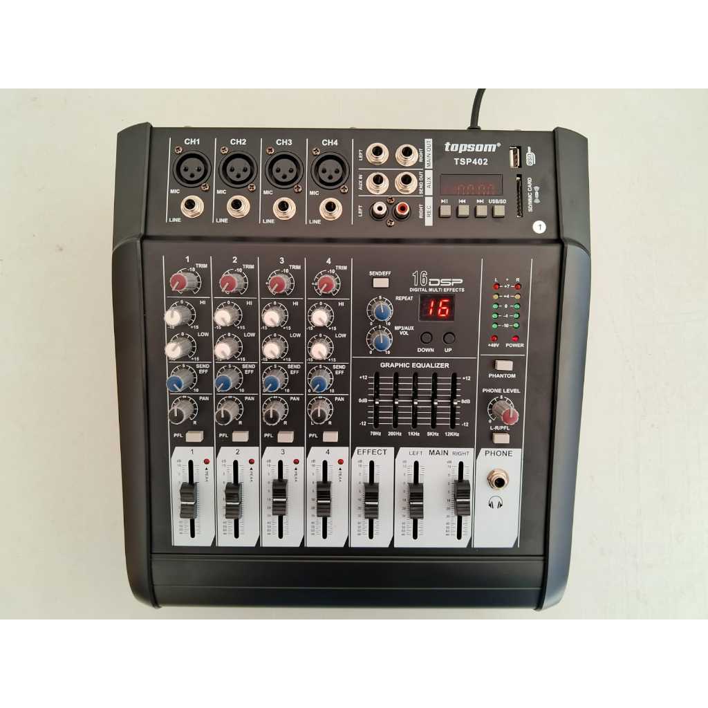 MESA DE SOM AMPLIFICADA 4 CANAIS / 500W. RMS TOPSOM TSP402 | Shopee Brasil