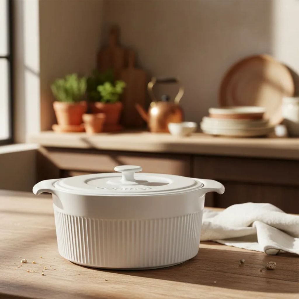 Cocotte em Porcelana Branca 22x10cm com 2.5litros Germer | Shopee