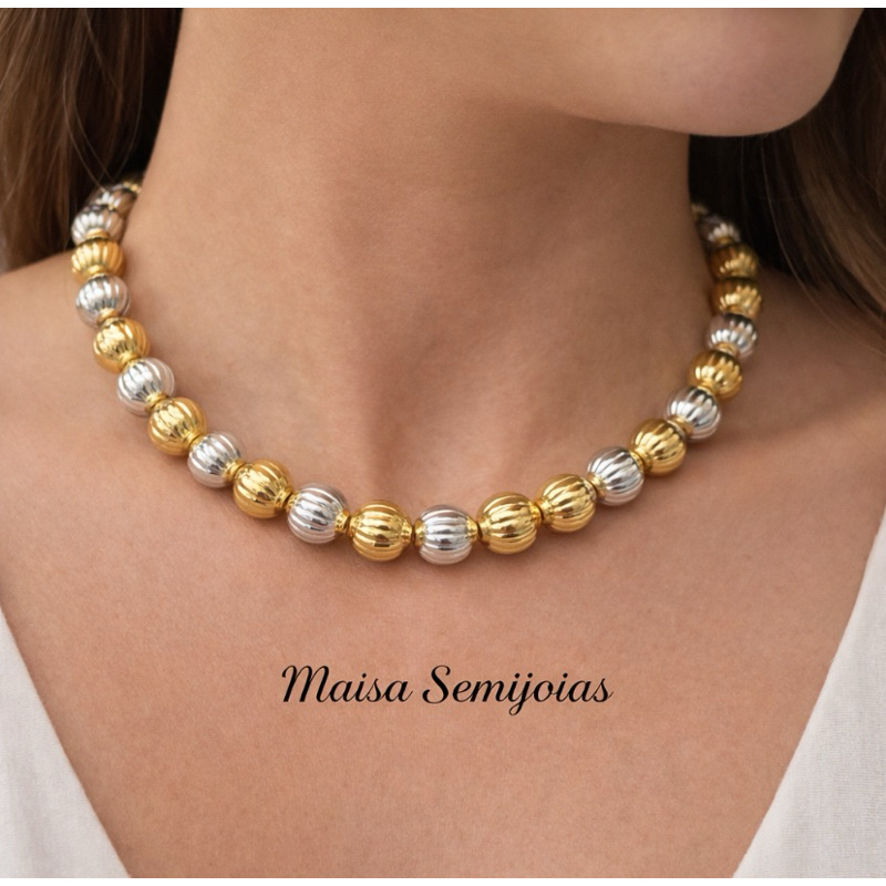 Colar Bolas Esferas Misto ABS | Shopee Brasil