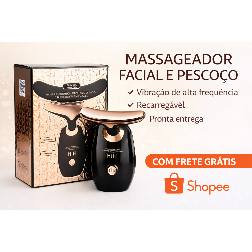 Massageador Facial Elétrico Vibratório Para Rosto e Pescoço Anti-Idade ...