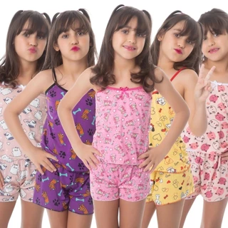 Pijama MICRO INFANTIL Baby Doll Feminino Estampado Personagens Short Doll MICROFIBRA de Dormir em Oferta na Shopee