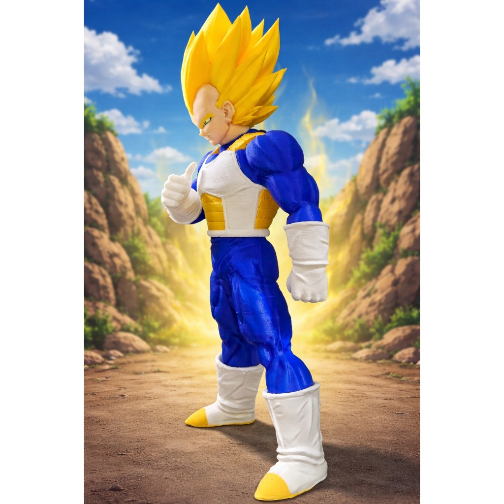 Vegeta Dragon Ball Z Fanart 3D 26cm de altura | Peça Geek Decorativa Premium