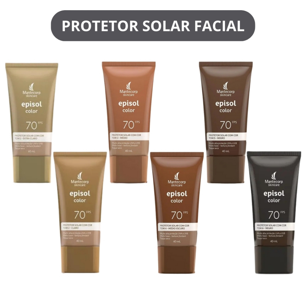 Protetor Solar Facial Episol Color FPS 70 com 40g - Todas as Cores ...