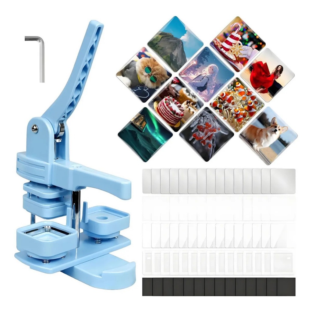Máquina de Bottons Quadrada 50x50 Manual Prensa + 100 Insumos | Shopee ...
