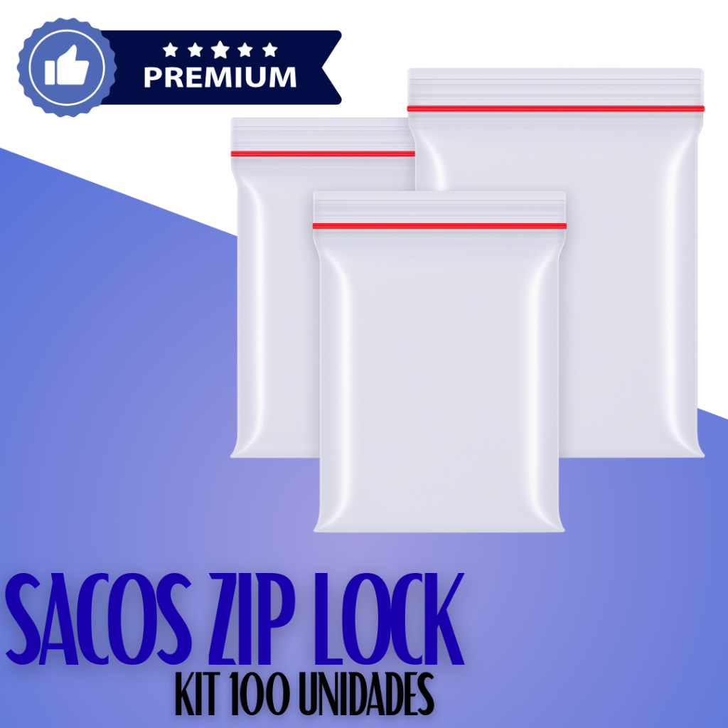 Saco Zip Lock Kit 100 Unidades Plástico Hermético Atacado Abre Fecha ...
