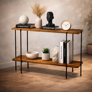 Aparador Buffet Cantinho do Café Mesa Industrial de Decoração 2 Prateleiras Aço Sala Recepção
