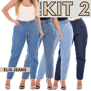 Kit 2 Calça Jeans Feminina Capri Tecido Leve Cintura Alta em Oferta na Shopee
