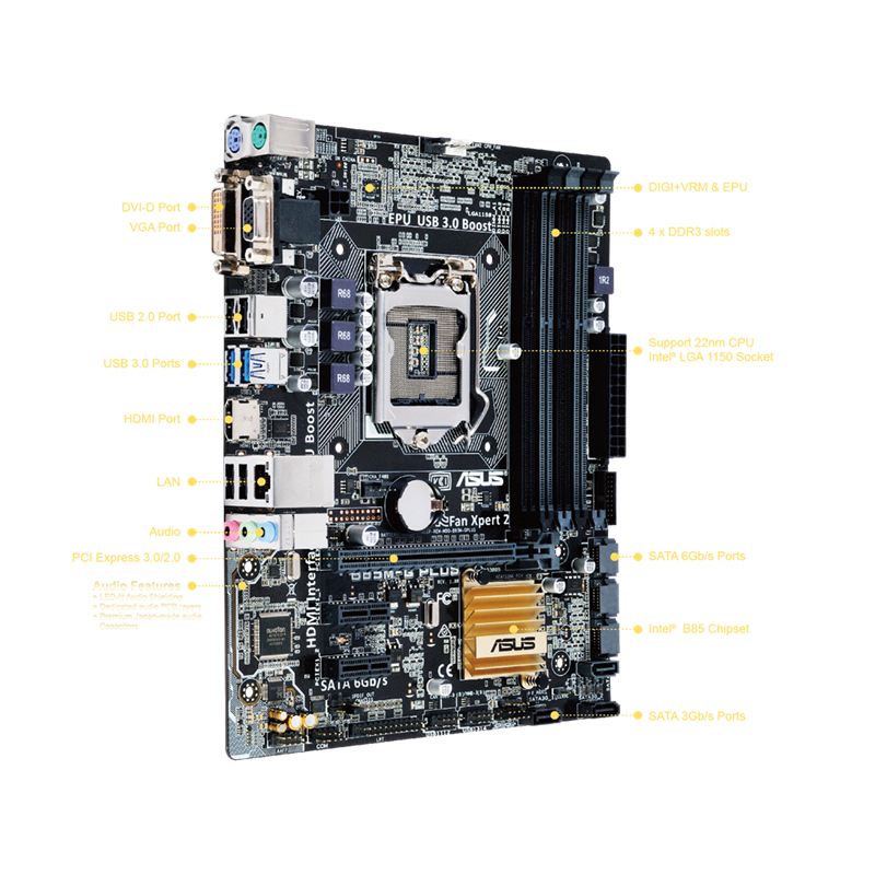 PLACA MÃE GAMER ASUS 1150 B85M-G 4ª Geração Core i3, i5, i7 e Xeon