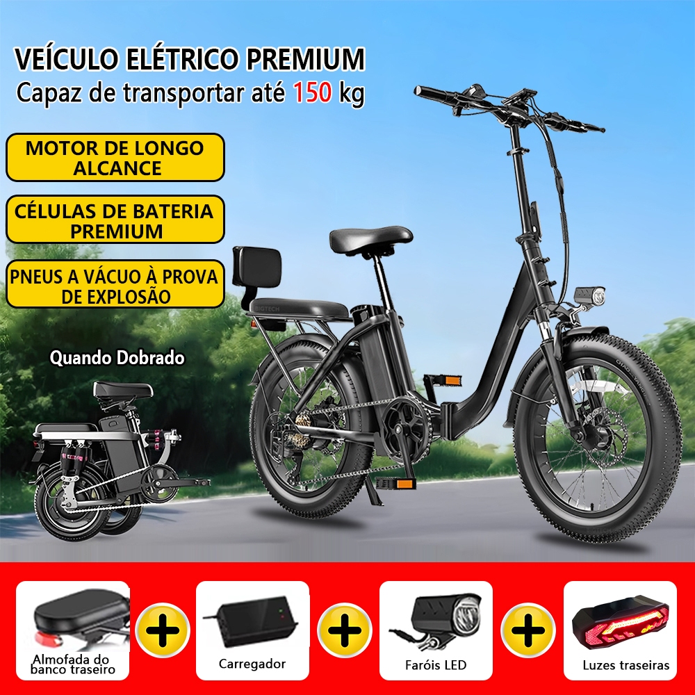 Bicicleta Elétrica Dobrável E Desmontável Multifuncional Alcance Extra ...