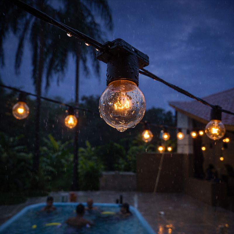 Varal de luz para área externa com 25m + 25 LÂMPADAS INCANDESCENTES ...