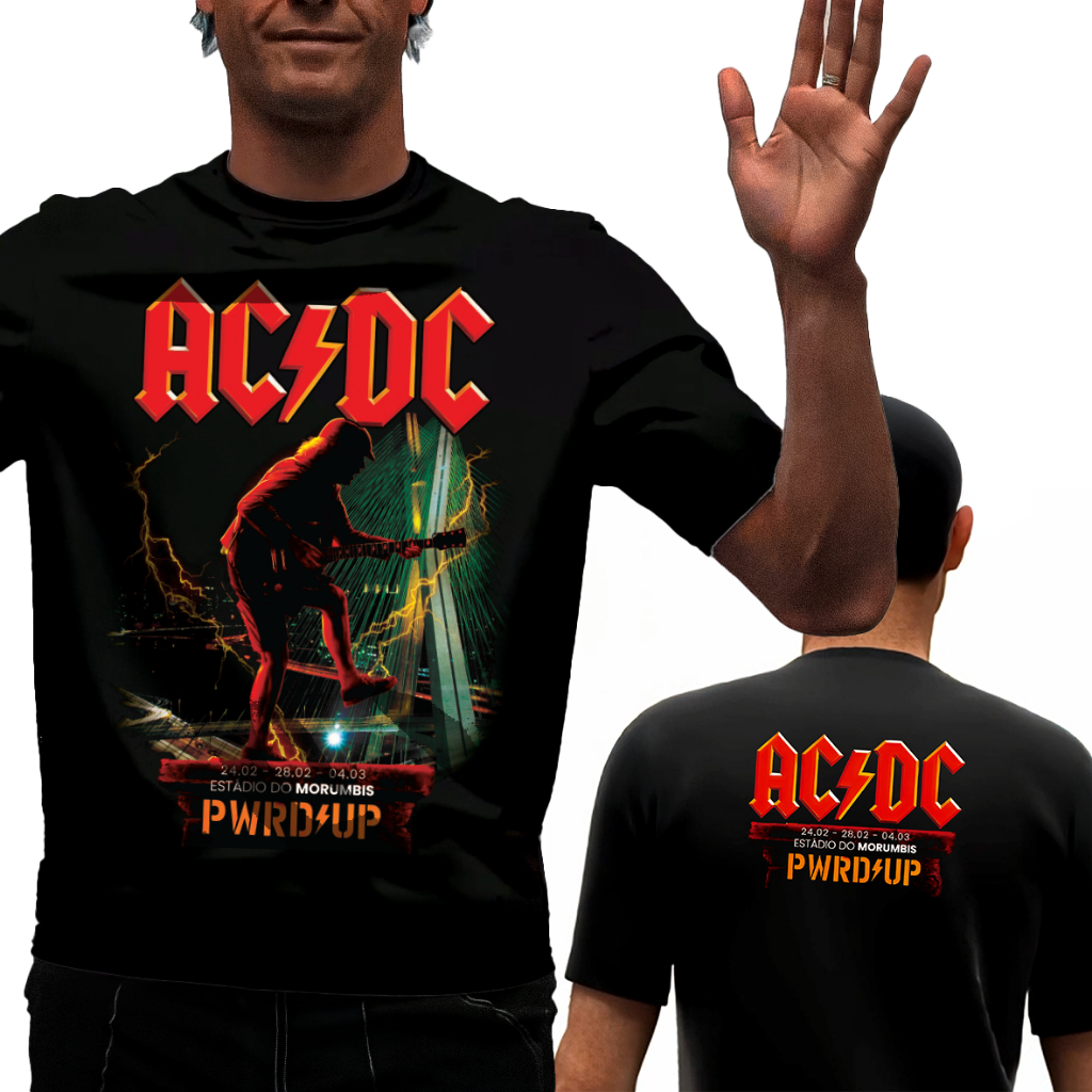 Camiseta ACDC Power Up Tour 2026 Morumbis Blusa Camisa Masculina ...