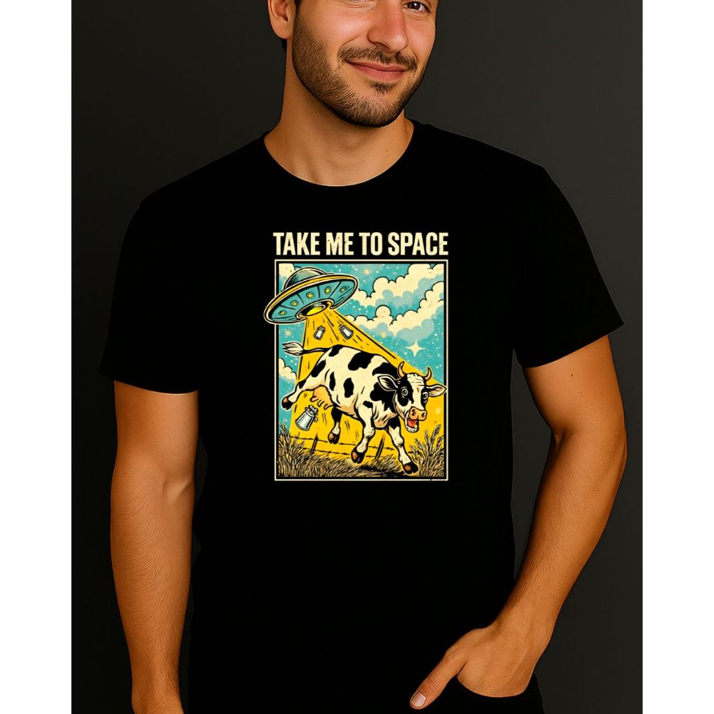 Camiseta Vaca Abduzida | Take Me to Space 100% Algodão Unissex | Shopee ...