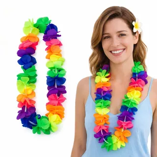 Kit 36 Colorares Havaianos Pétalas Neon Colorido Fantasia Para Festa Carnaval