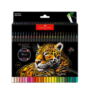 Lápis de Cor Escolar Pintura Desenho 50 Cores Supersoft Faber Castell em Oferta na Shopee