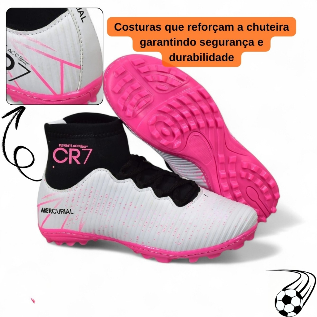 CHUTEIRA SOCIETY DE CAMPO SINTETICO CANO ALTO PROFISSIONAL CR7 DE QUALIDADE