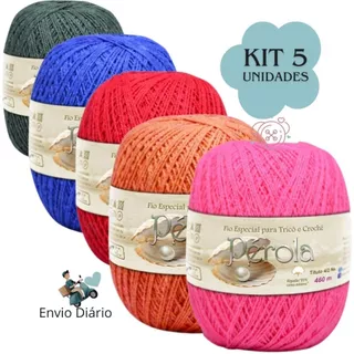 Kit 5 Unidades Linha de crochê Pérola -Ideal para barrados e vestimentas- expessura 2 Fios em Oferta na Shopee