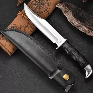 Faca De Frutas Churrasco Com Bainha Aço Inox Cozinha Caça Corte Desossar Camping Chefe Preto