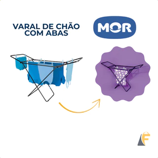 Varal de Chão Retrátil Seca Roupas com Abas Slim Preto Mor em Oferta na Shopee