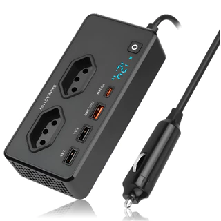 Inversor 350W Automotivo Veicular De Tensão 12V Para 110V Ou 220V Digital Carro Tipo C USB Tomada