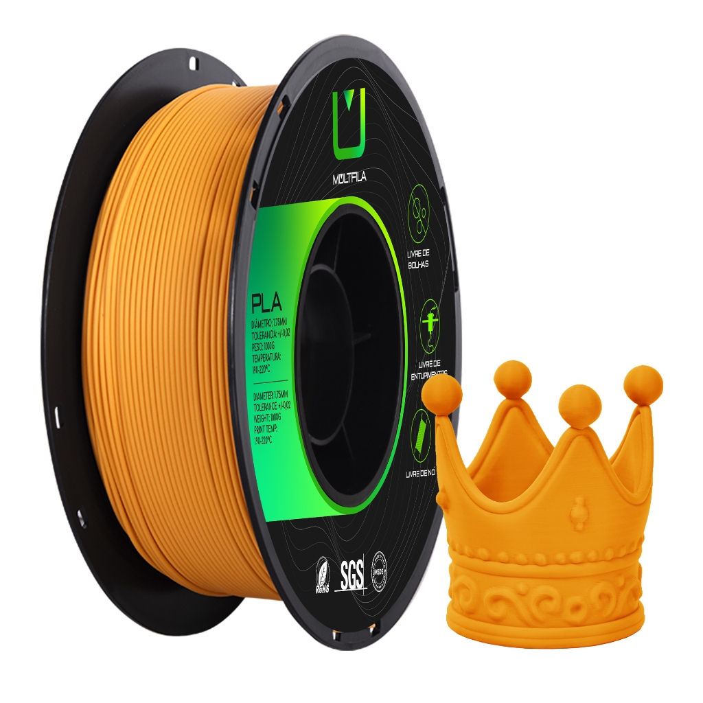 Filamento PLA Matte Fosco Impressora 3D Laranja 1kg - 1,75mm Multfila ...