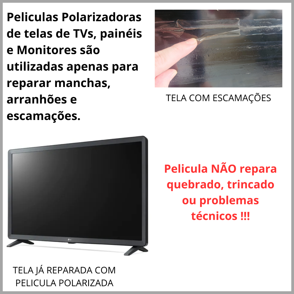 Pelicula Polarizada 50 Polegadas para Tvs Todos os Modelos + Espatula ...