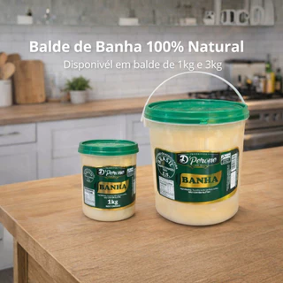 Banha Suína 3kg Dperone 100% Natural Artesanal do Torresmo Gordura Suína Balde