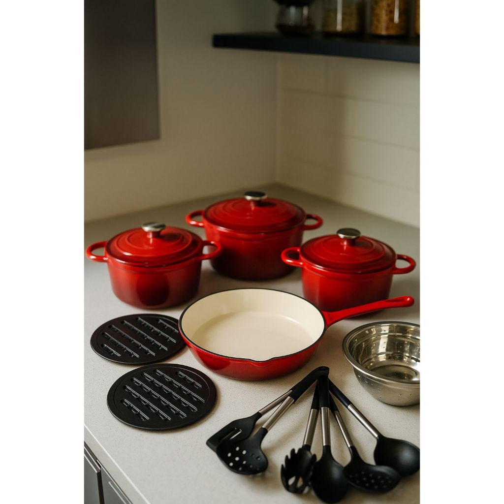 Kit conjunto de panelas de ferro esmaltadas luxo 18 peças - 10