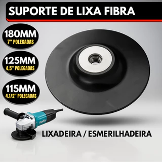 Suporte Disco de Lixa Fibra em Plastico Lixadeira Esmerilhadeira 115mm 125mm 180mm Rosca M14